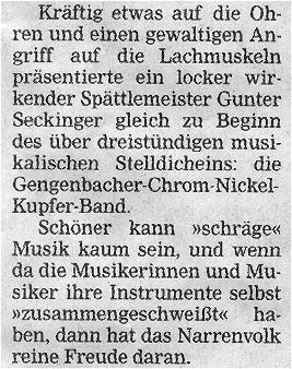 Chrom-Nickel-Kupfer Band - Bericht Offenburger Tageblatt - 23.02.2004